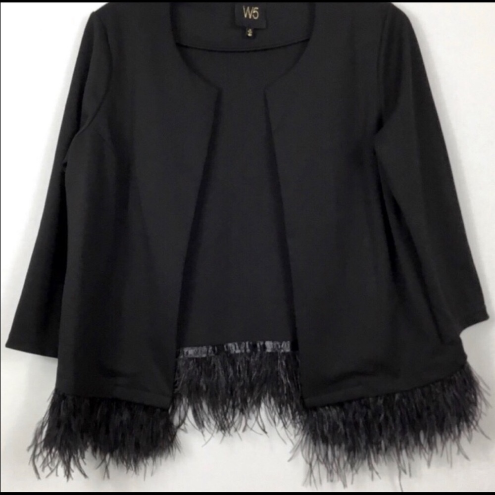 Anthropologie W5 Black Ostrich Feather Bla…